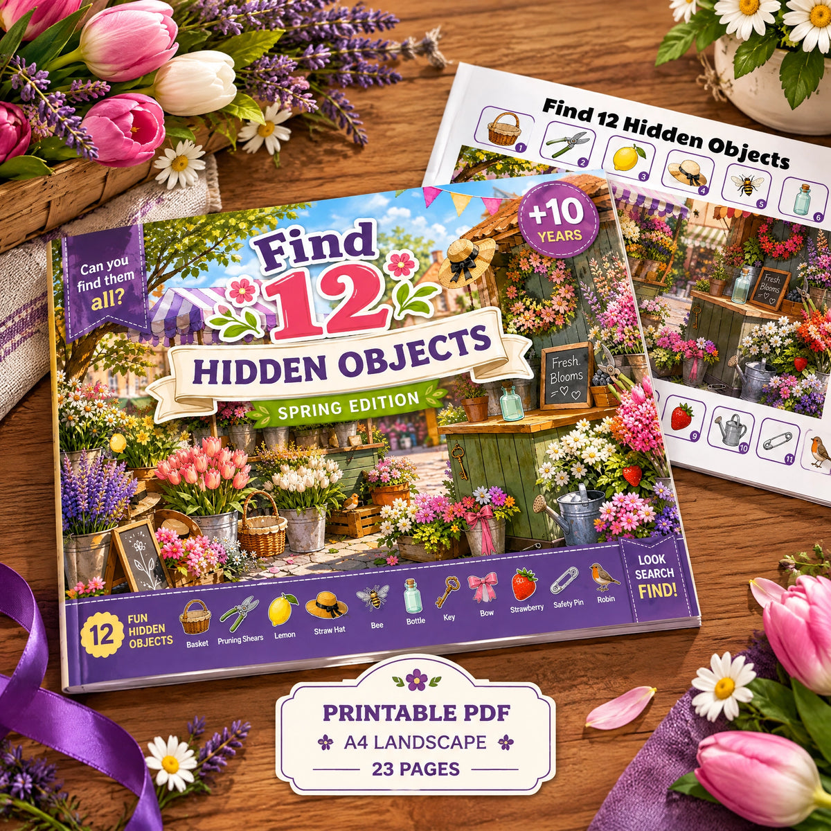 Find 12 Hidden Objects – Spring Edition Puzzle Book