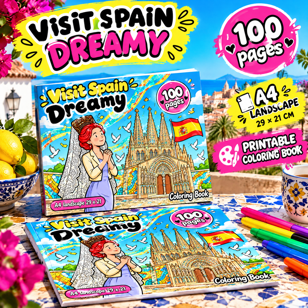 Visit Spain Dreamy – Colorful Spain Travel Coloring Book