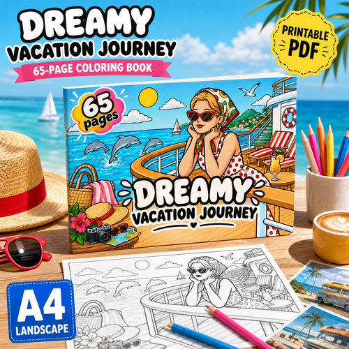 Dreamy Vacation Journey 65 Pages Coloring Book Printable PDF.pdf