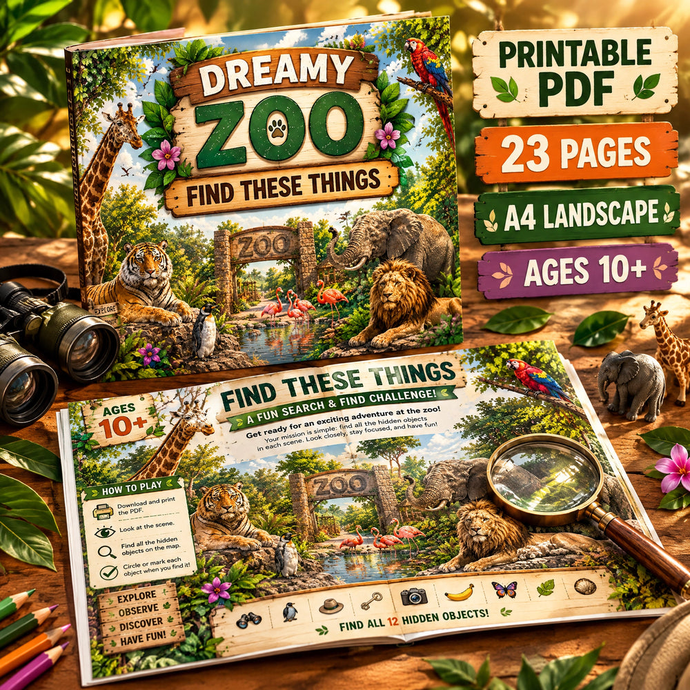 Dreamy Zoo – Find 12 Hidden Objects Activity Book