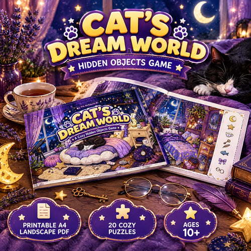 Cat's Dream World – Printable Hidden Objects Game