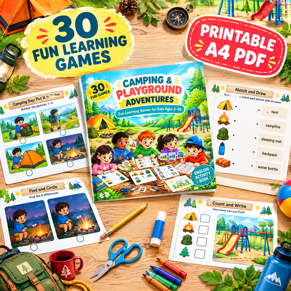 Kids in the Playground: 30 Fun Learning Games Printable PDF