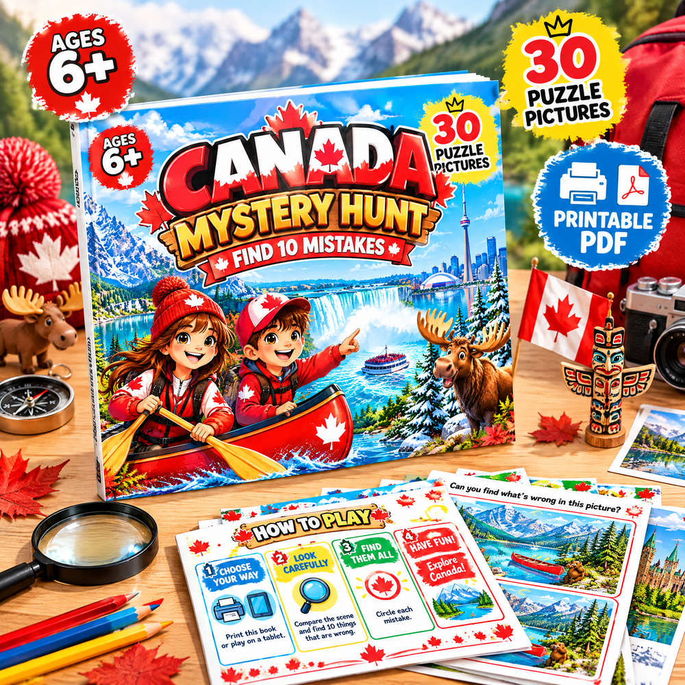 Explore Canada while searching for hidden anomalies - Printable PDF Activity Book