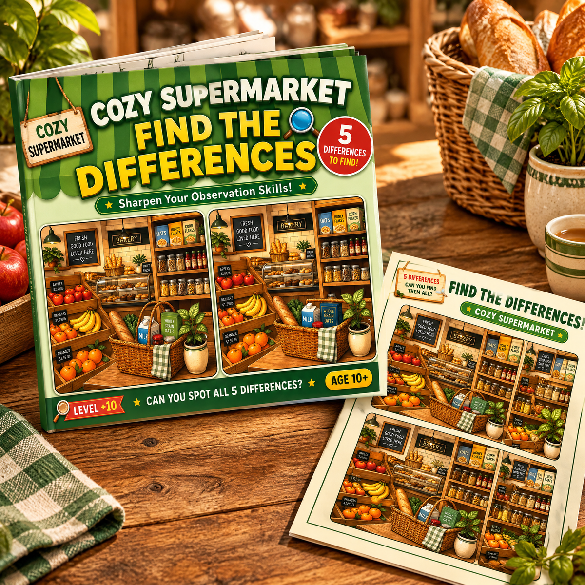 Find the Differences: Cozy Supermarket – Printable PDF Activity Book