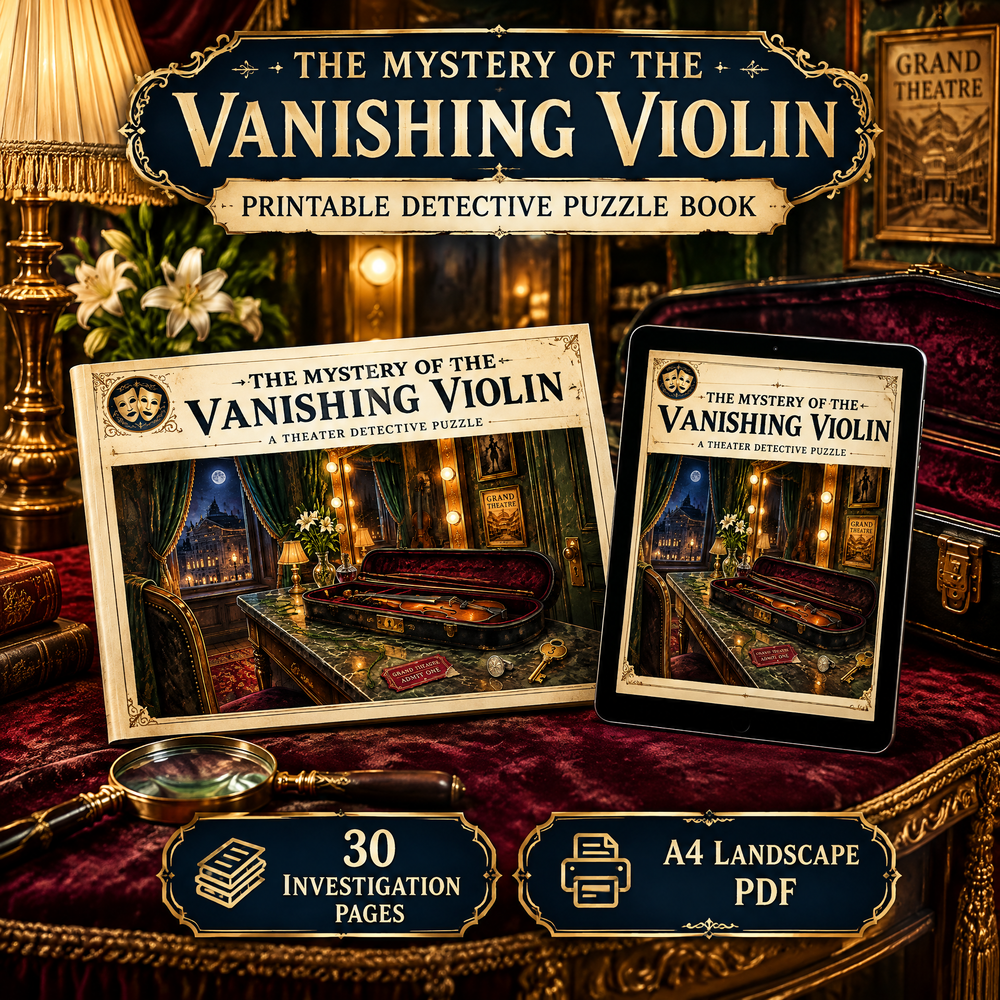 The Mystery of the Vanishing Violin — Printable Detective Puzzle Book