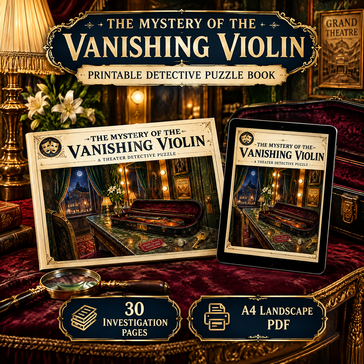 The Mystery of the Vanishing Violin — Printable Detective Puzzle Book
