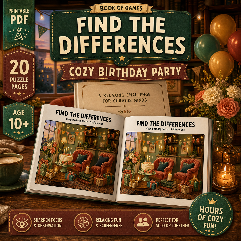 Find the Differences: Book of Games – Cozy Party Edition