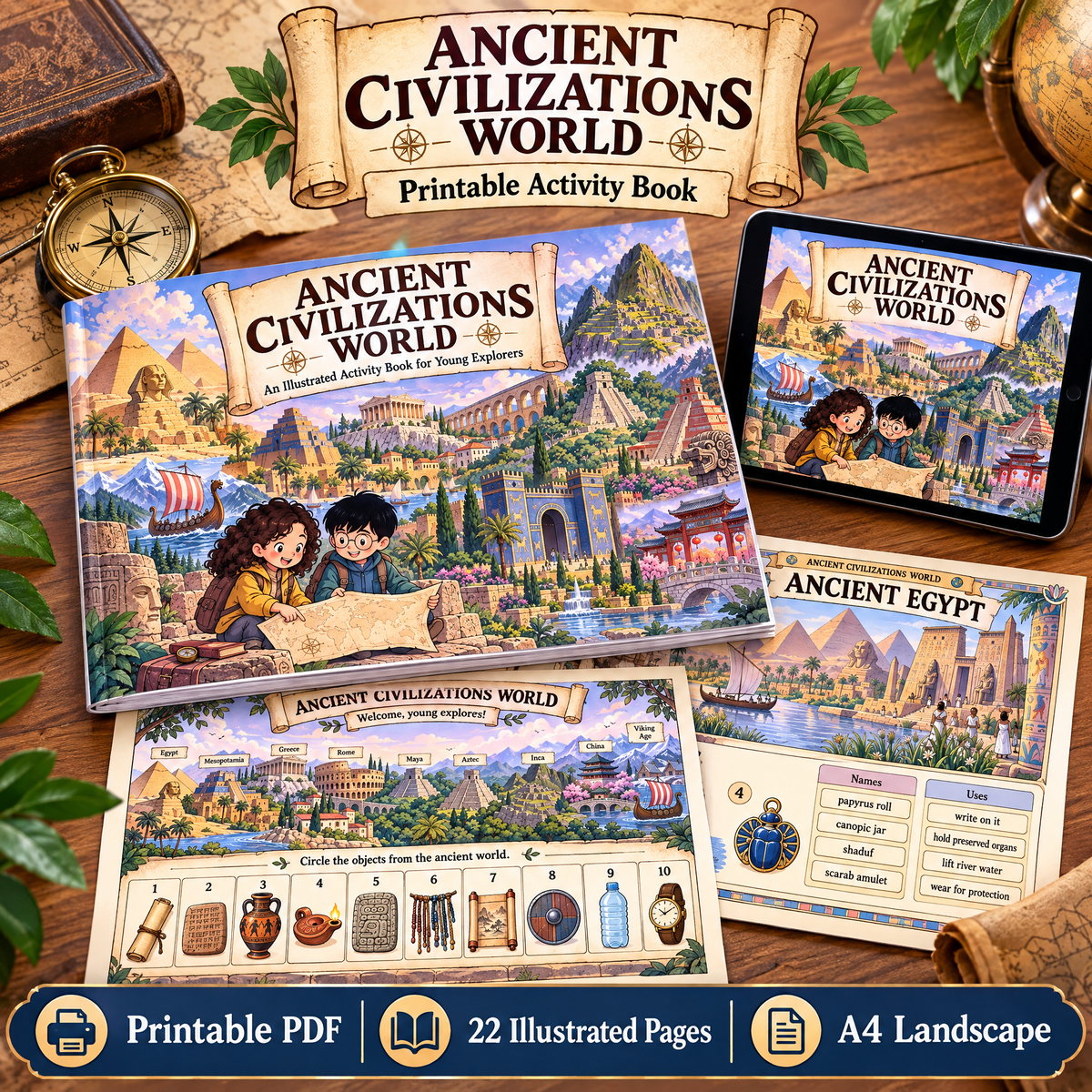 Ancient Civilizations World – Illustrated Activity Book