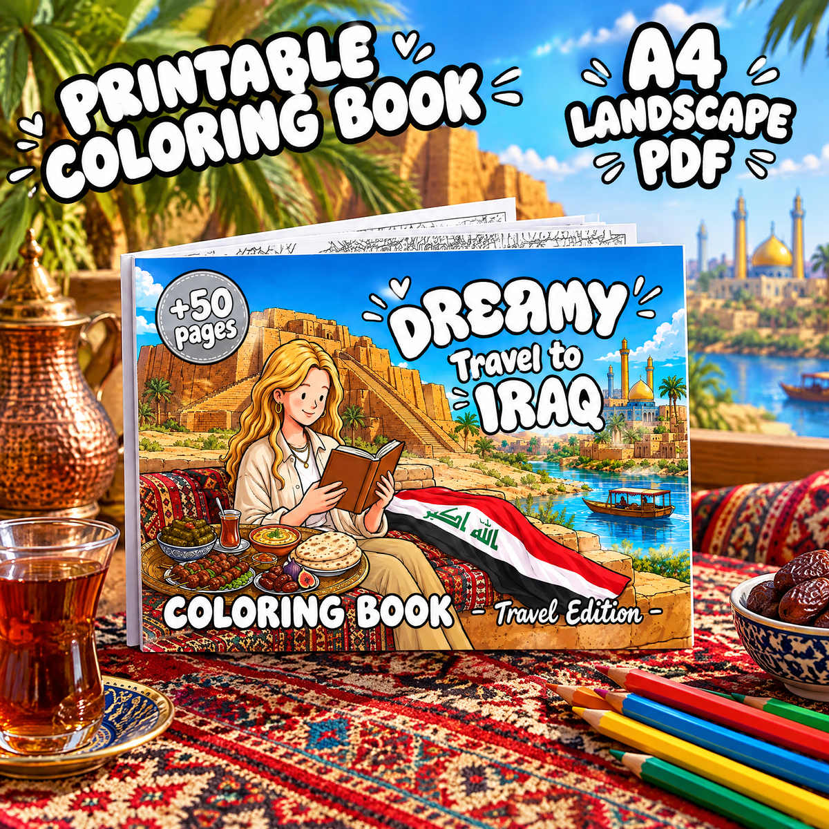 Dreamy Travel to Iraq – Coloring Book Travel Edition