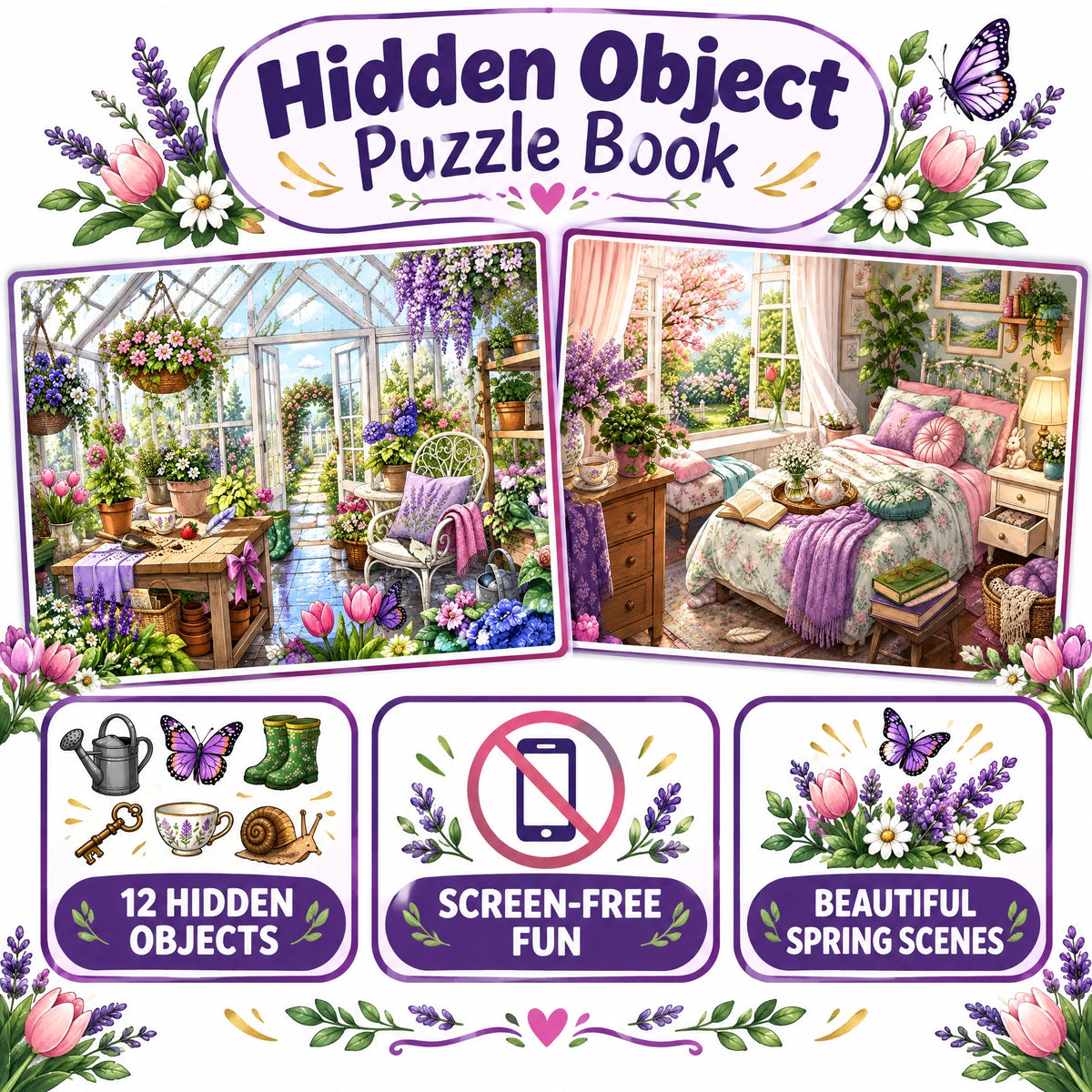 Find 12 Hidden Objects – Spring Edition Puzzle Book