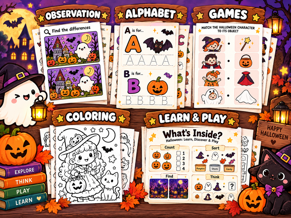 The Halloween Collection  - Coloring Books and Learning Games for Spooky Season