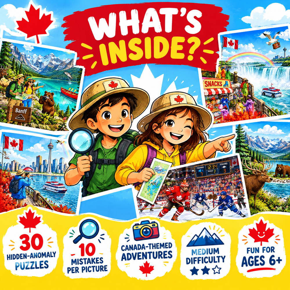 Explore Canada while searching for hidden anomalies - Printable PDF Activity Book