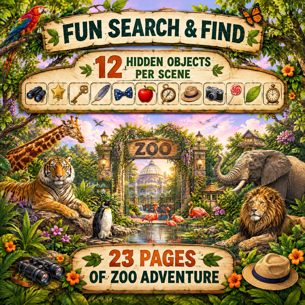 Dreamy Zoo – Find 12 Hidden Objects Activity Book
