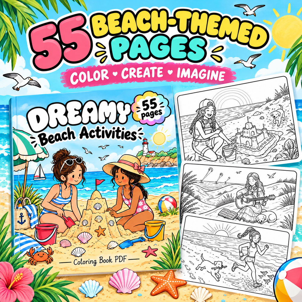 Dream Beach: Coloring and Activity Book