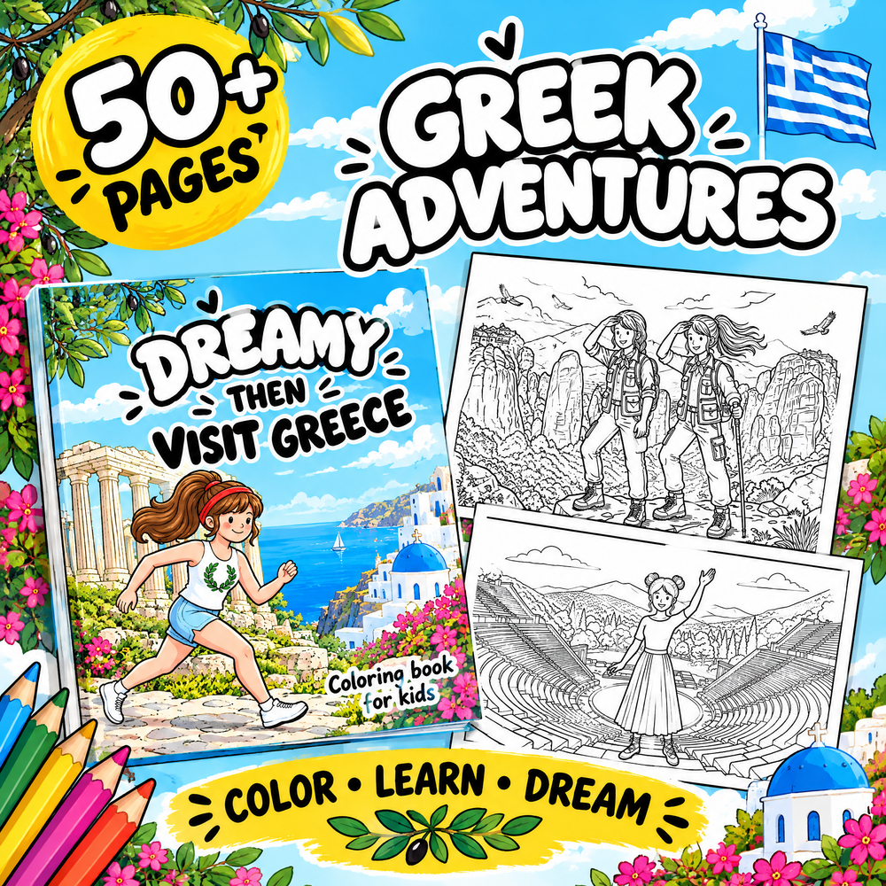 Dreamy Then Visit Greece — Coloring Book for Kids
