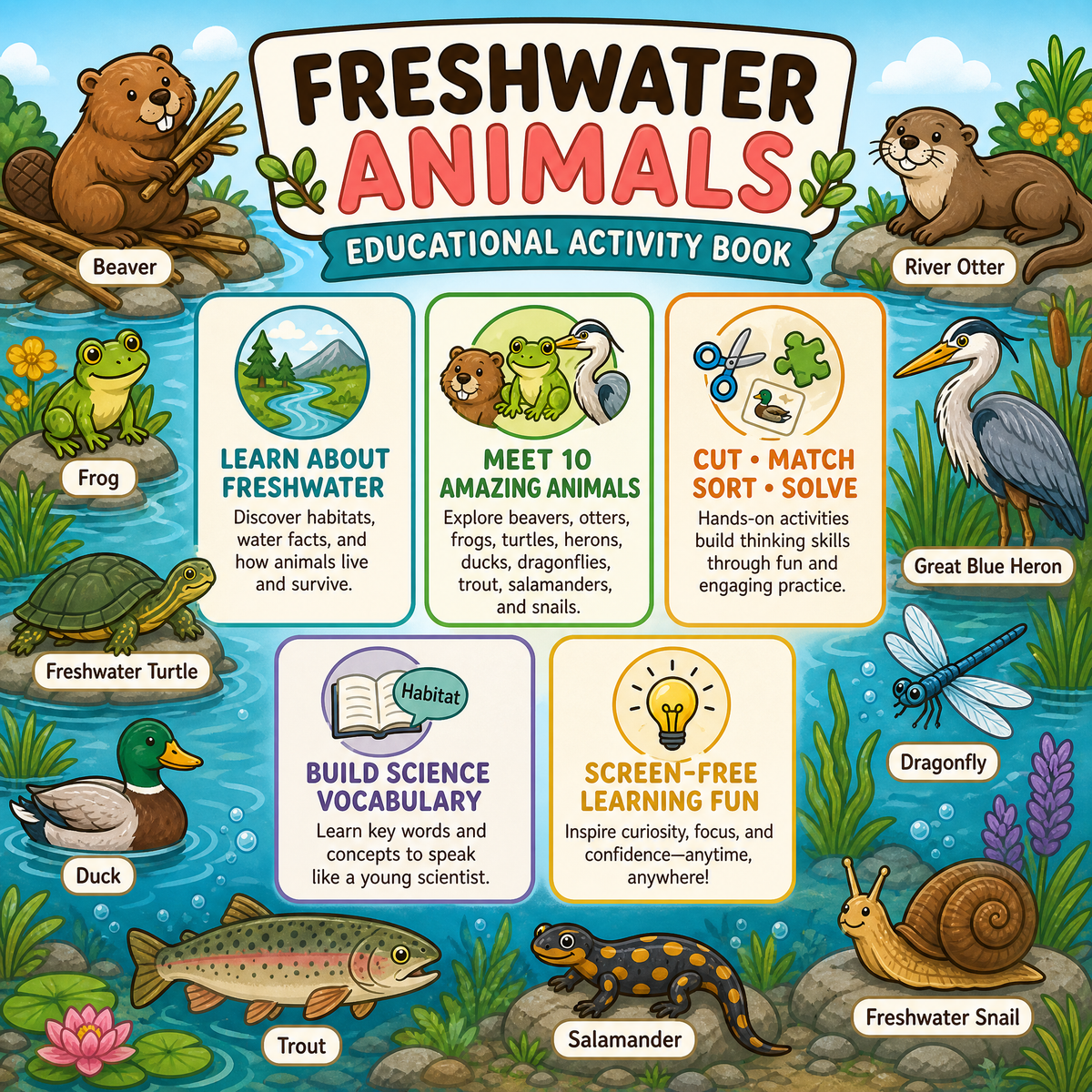 Freshwater Animals Educational Activity Book PDF