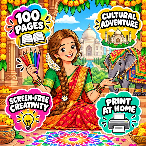 Dreamy India Journey 100 Pages Coloring Book  Printable PDF