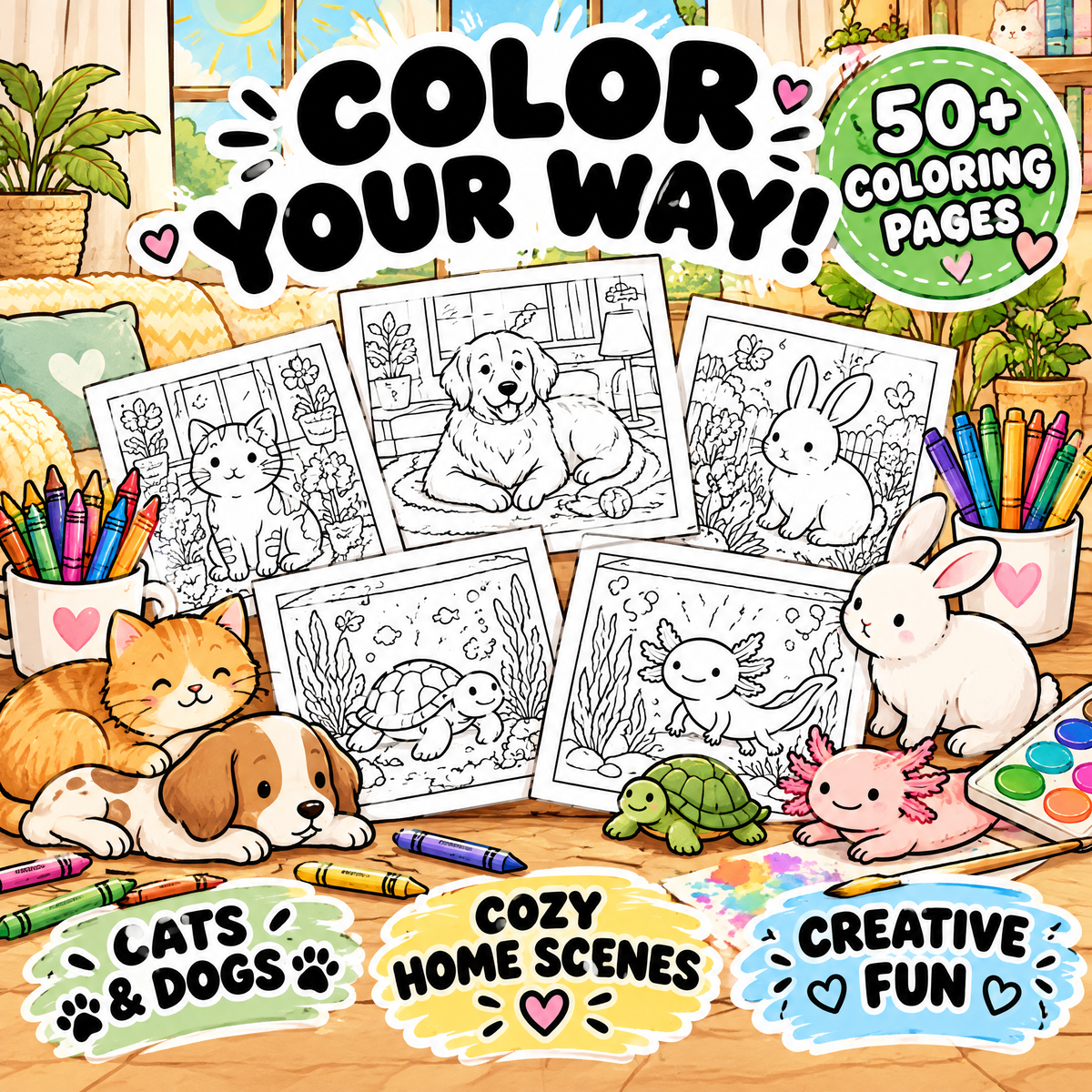 Dreamy Home Pets — Coloring Book