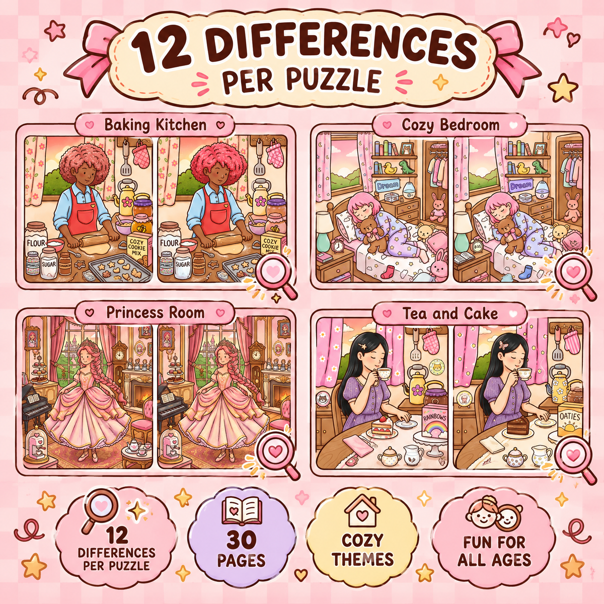 Find 12 Differences – Cozy Home Edition Puzzle Book
