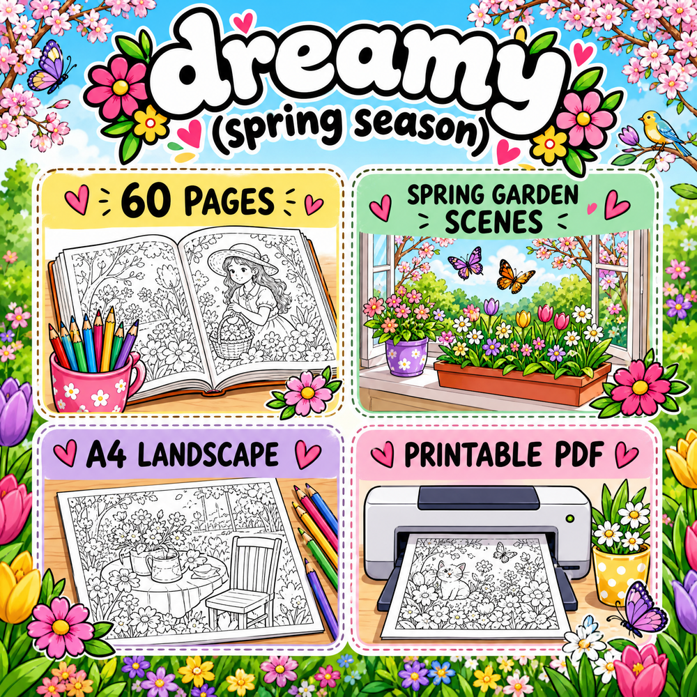 Dreamy Spring Coloring Book PDF