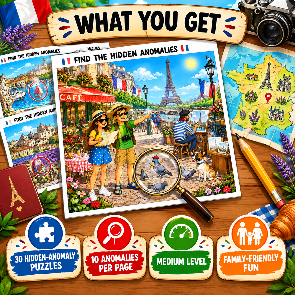 France Find the Mistakes – Printable Activity Book