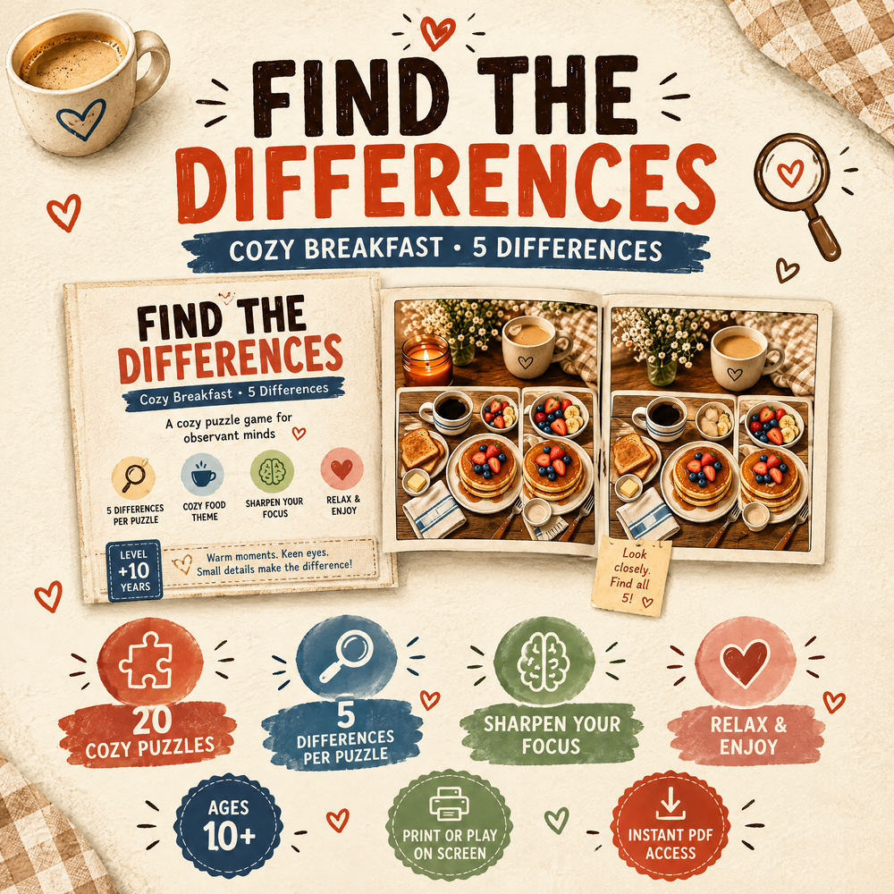 Find the Differences: Cozy Food Puzzle Book
