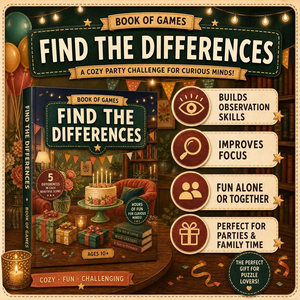 Find the Differences: Book of Games – Cozy Party Edition