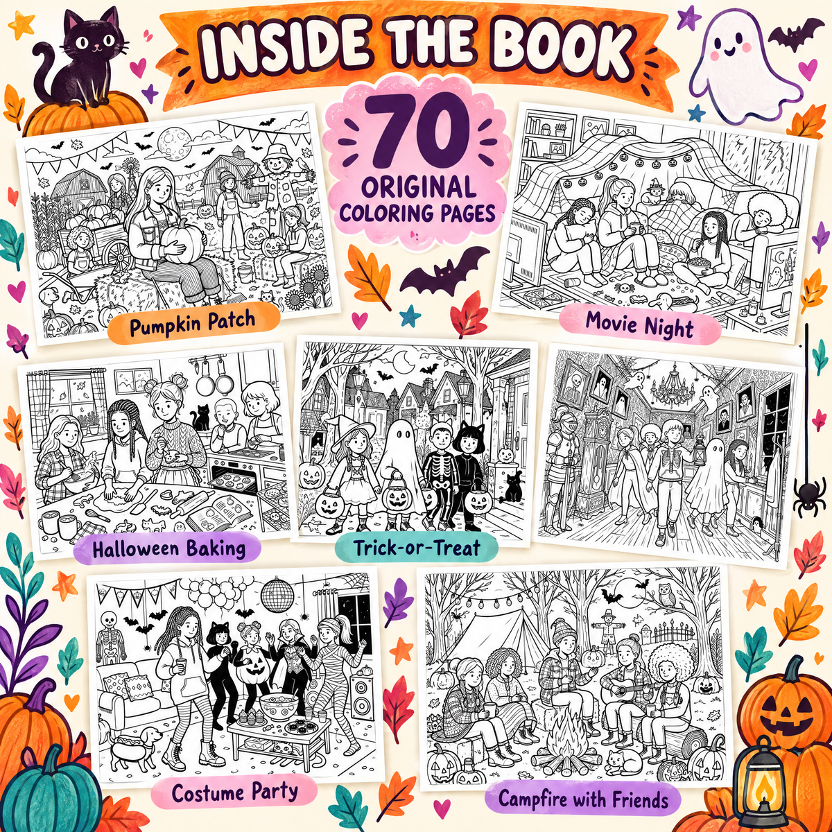 Dreamy Halloween Moments with Friends  A Coloring Book for Spooky Days and Cozy Nights