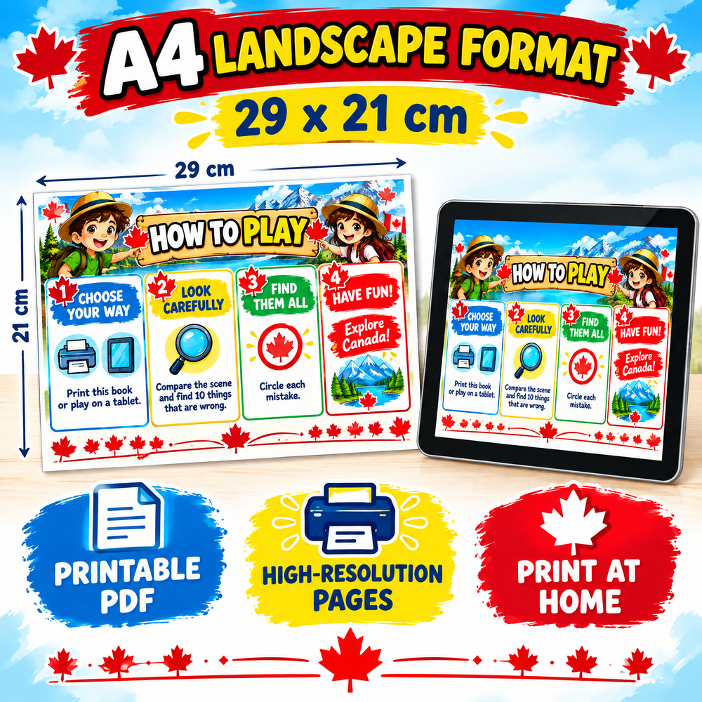 Explore Canada while searching for hidden anomalies - Printable PDF Activity Book