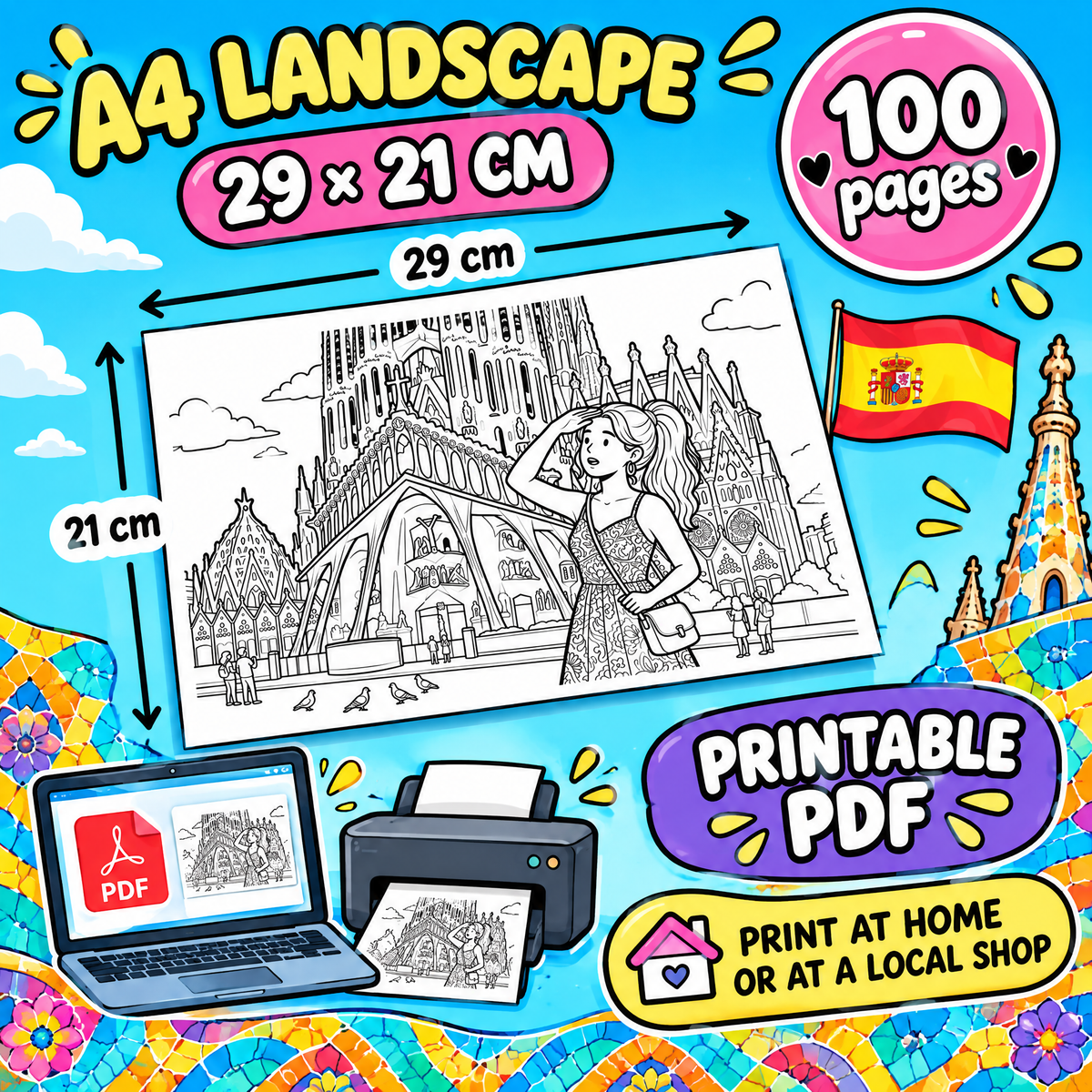 Visit Spain Dreamy – Colorful Spain Travel Coloring Book