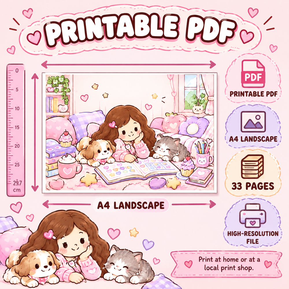 Cozy Animal Number Games – 30 Printable Math Activities for Kids Ages 4–7  A4 Landscape PDF  English Digital Product