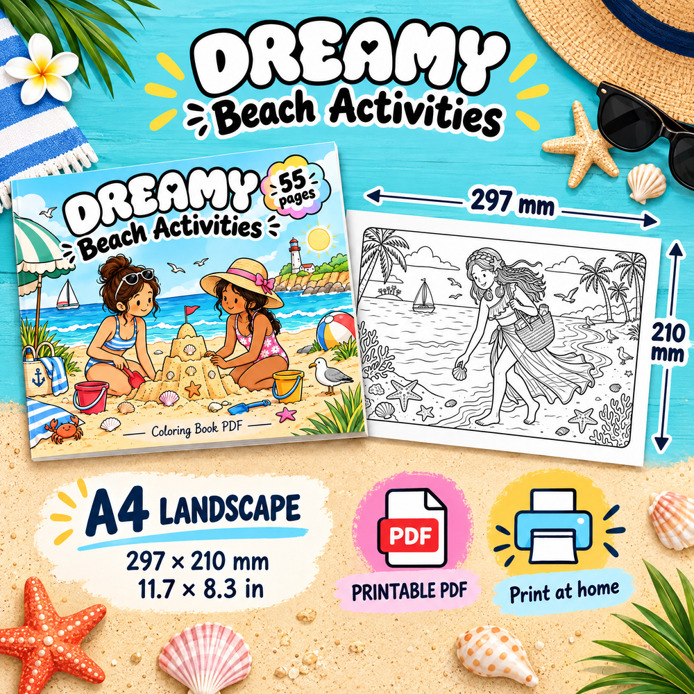 Dream Beach: Coloring and Activity Book