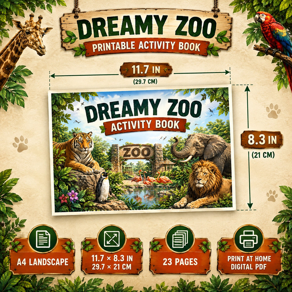 Dreamy Zoo – Find 12 Hidden Objects Activity Book