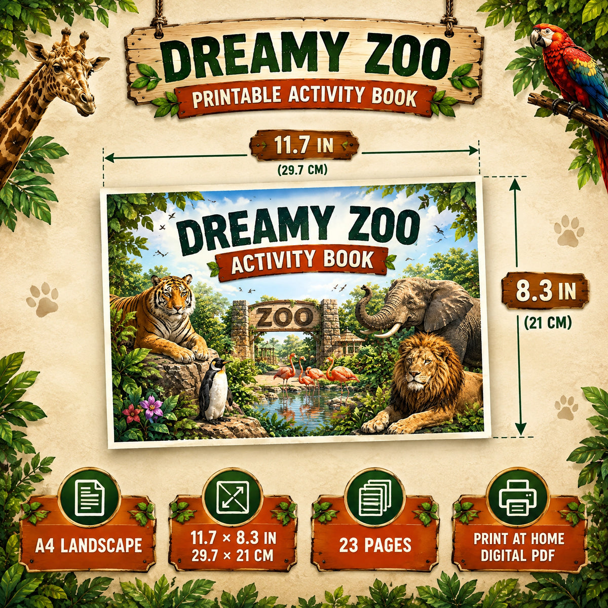 Dreamy Zoo – Find 12 Hidden Objects Activity Book