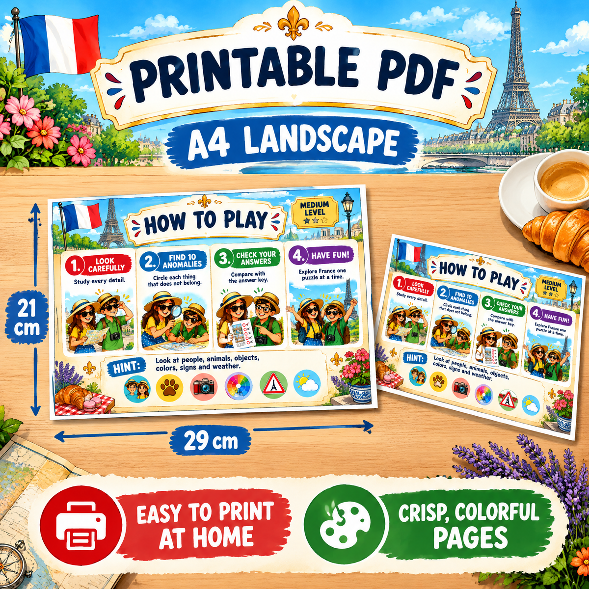 France Find the Mistakes – Printable Activity Book