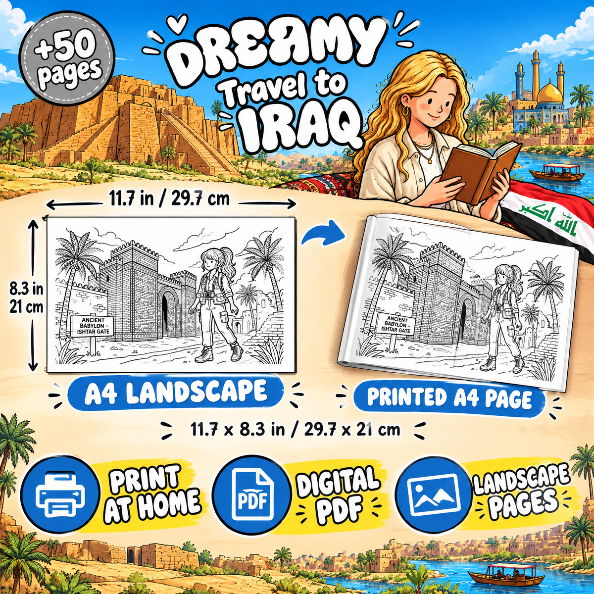 Dreamy Travel to Iraq – Coloring Book Travel Edition