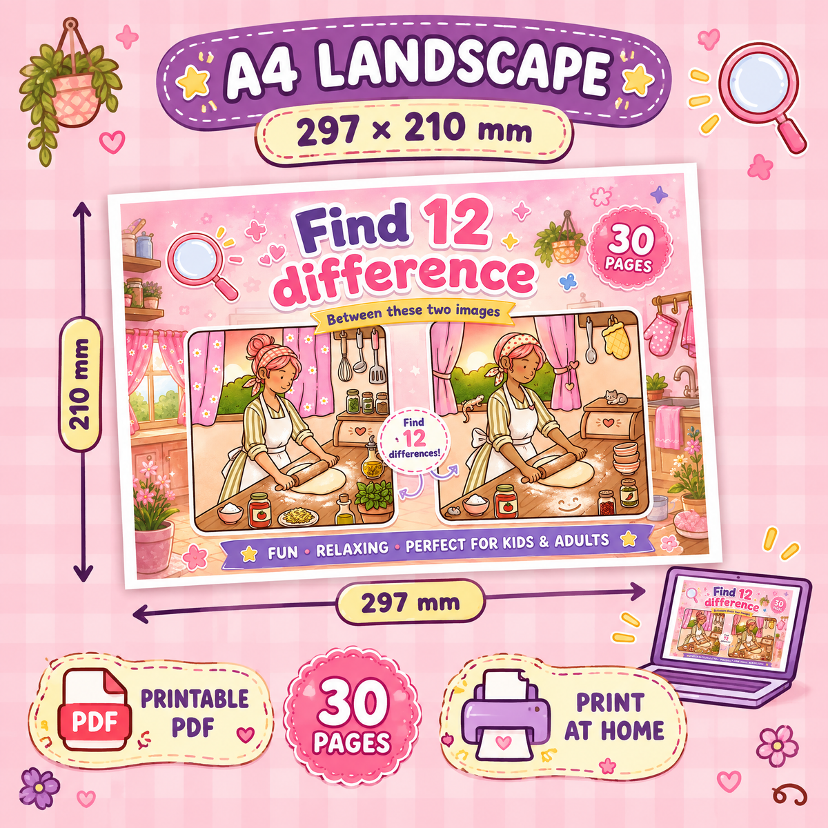 Find 12 Differences – Cozy Home Edition Puzzle Book