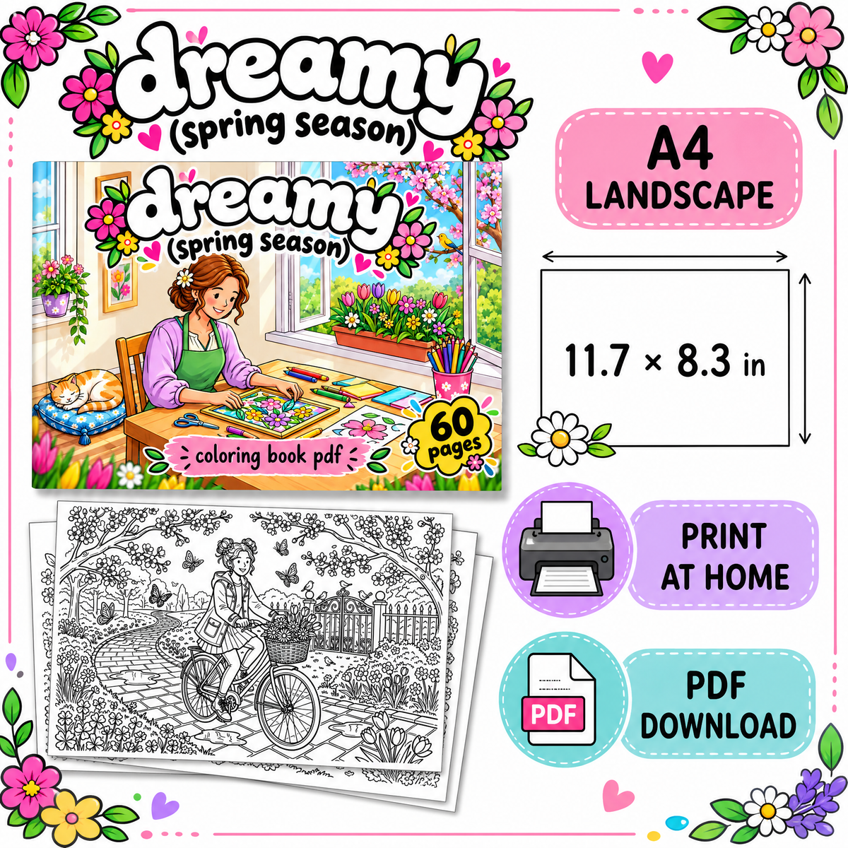Dreamy Spring Coloring Book PDF