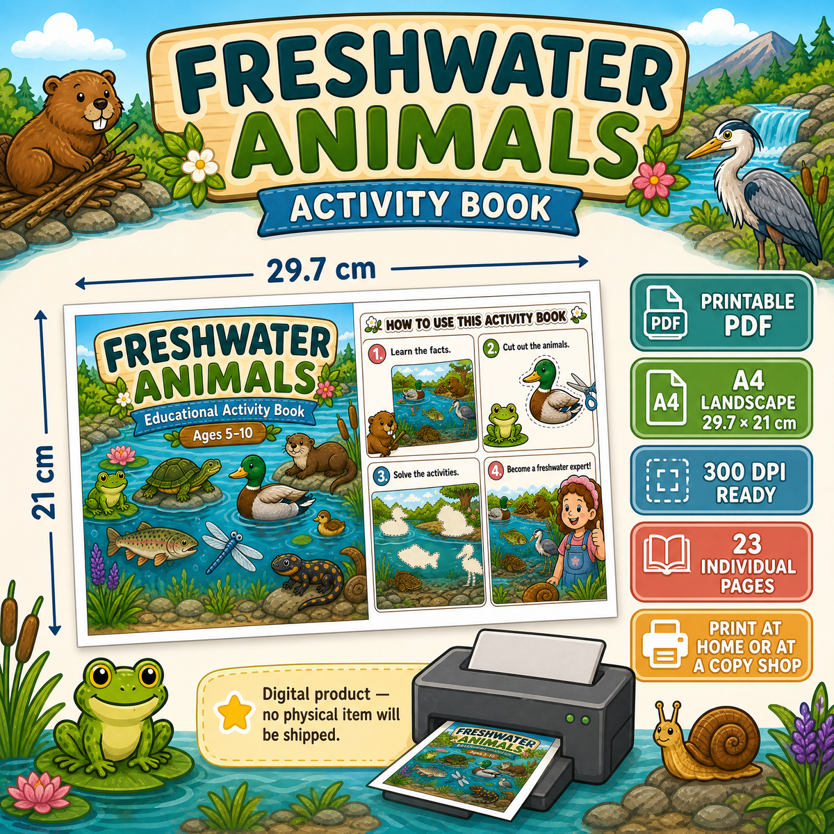 Freshwater Animals Educational Activity Book PDF