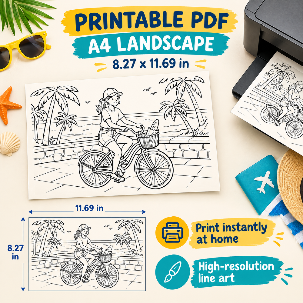 Dreamy Vacations &amp; Travel Coloring Book — 50+ Pages
