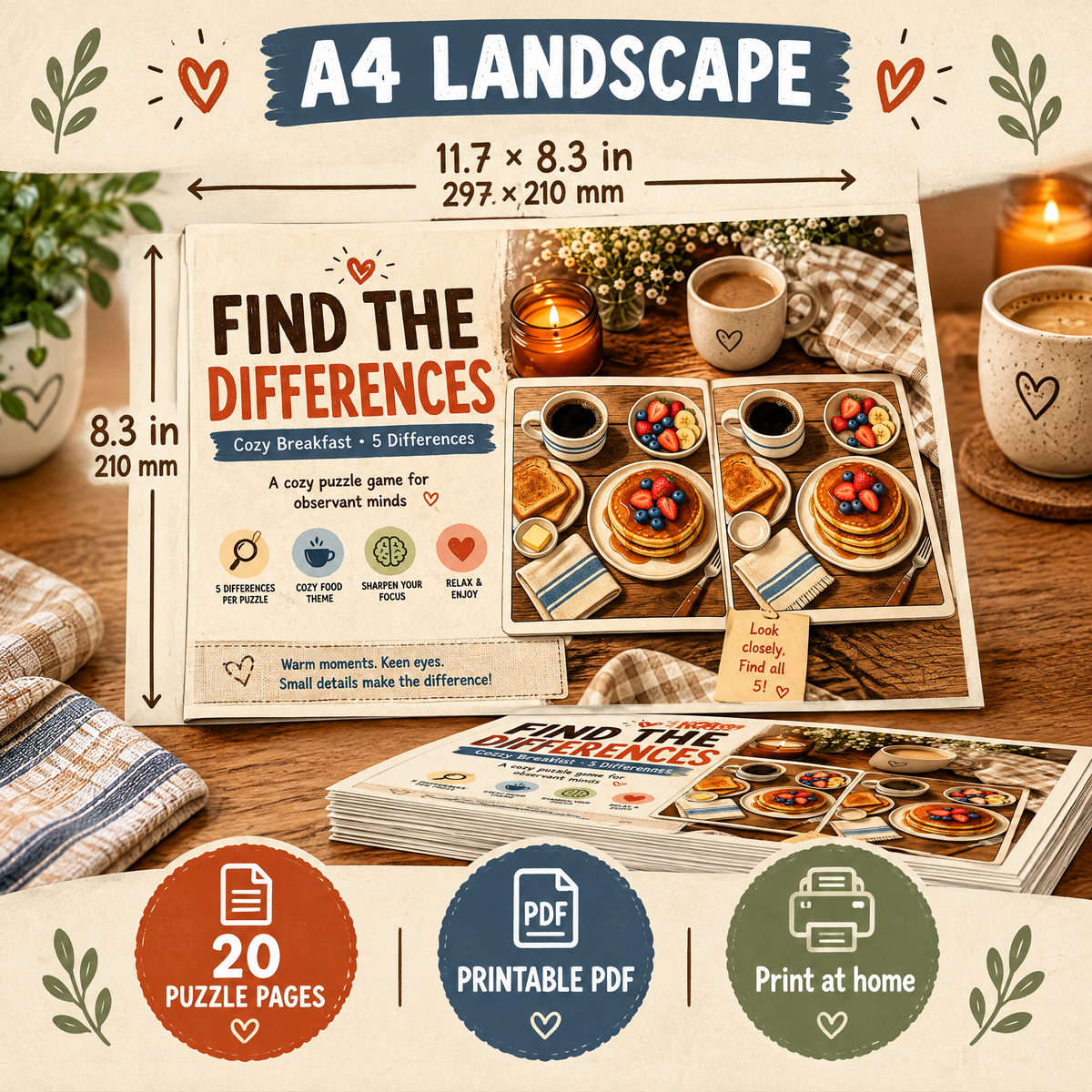 Find the Differences: Cozy Food Puzzle Book