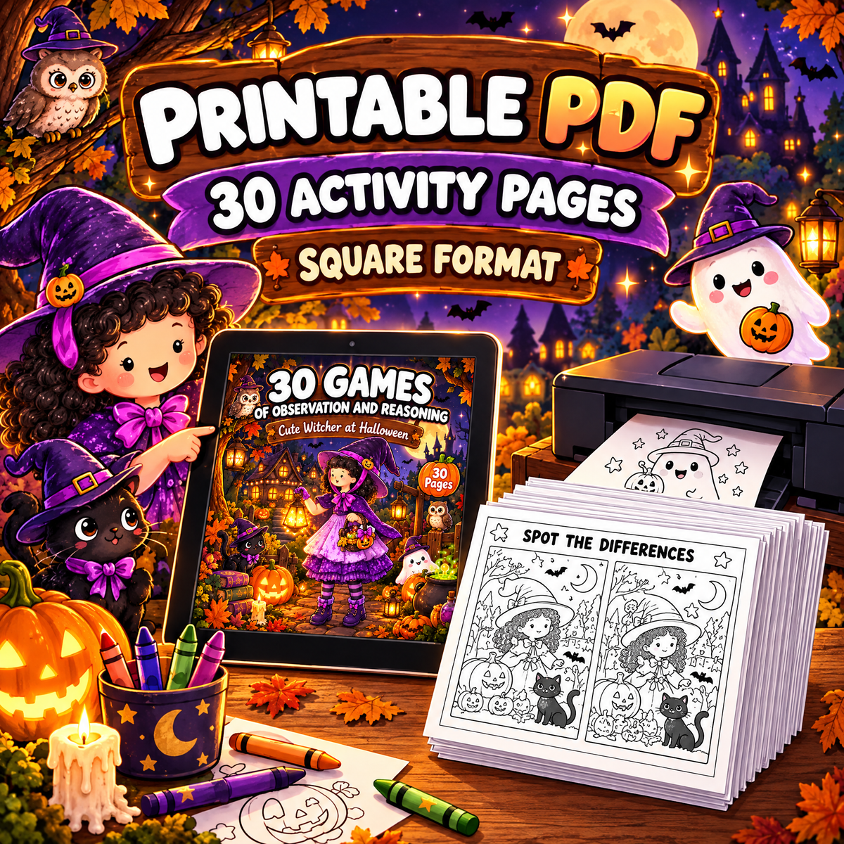 30 Games of Observation and Reasoning  Cute Witcher at Halloween