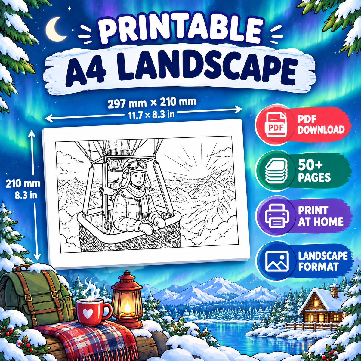 Dreamy Winter Season Coloring Book – 50 Printable Cozy Winter Pages