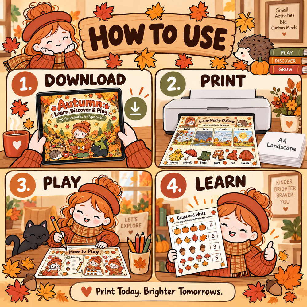 Autumn: Learn, Discover &amp; Play  Explore Autumn Through Counting, Matching, Patterns and Logic