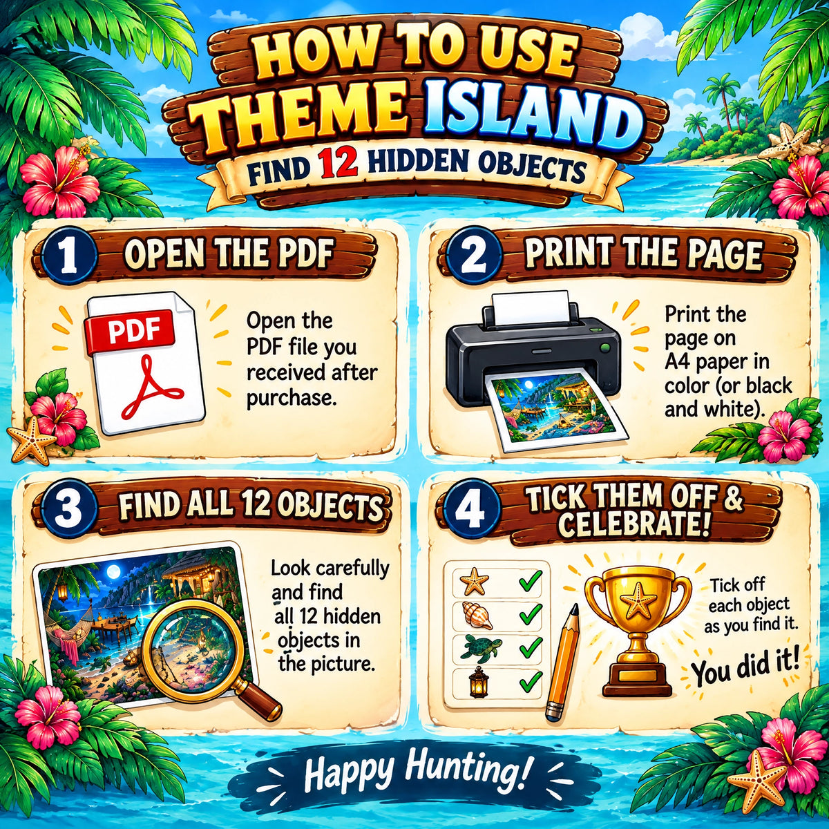 Theme Island Hidden Objects – Tropical Adventure Activity Book