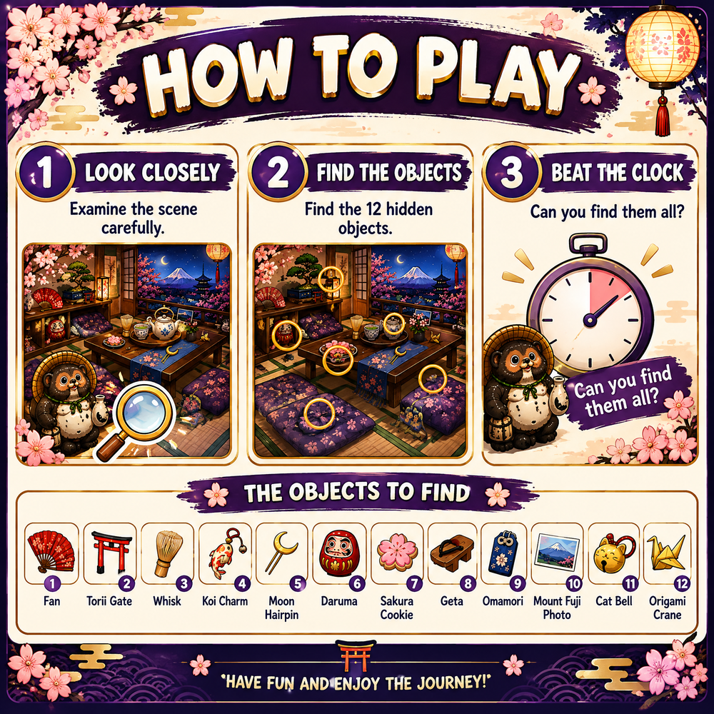 Find 12 Hidden Objects – Japan Edition Puzzle Book