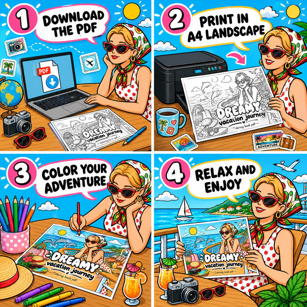 Dreamy Vacation Journey 65 Pages Coloring Book Printable PDF.pdf