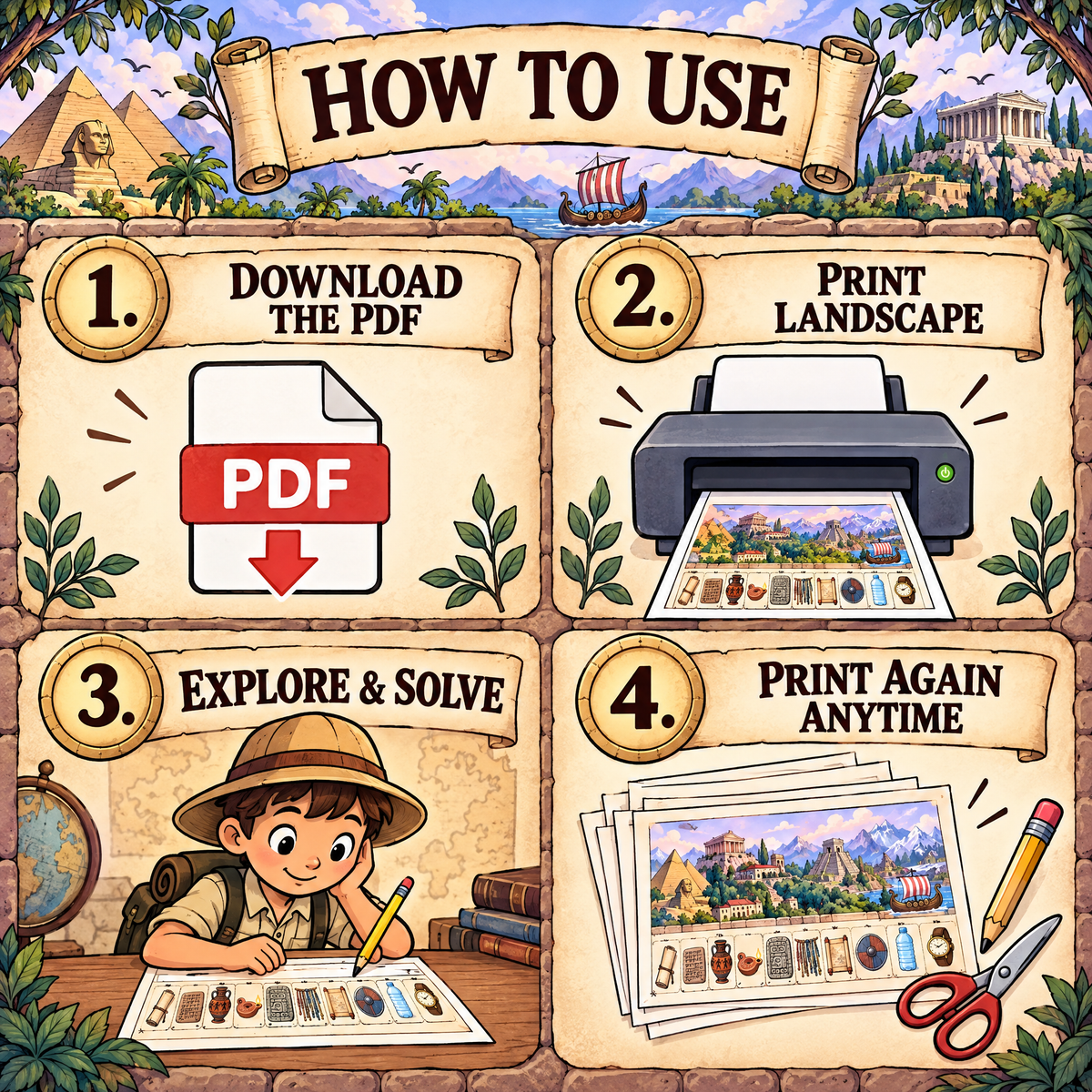 Ancient Civilizations World – Illustrated Activity Book