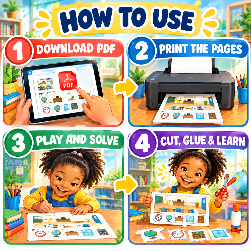 Children at School 30 Printable Learning Games for Kids Ages 5–10