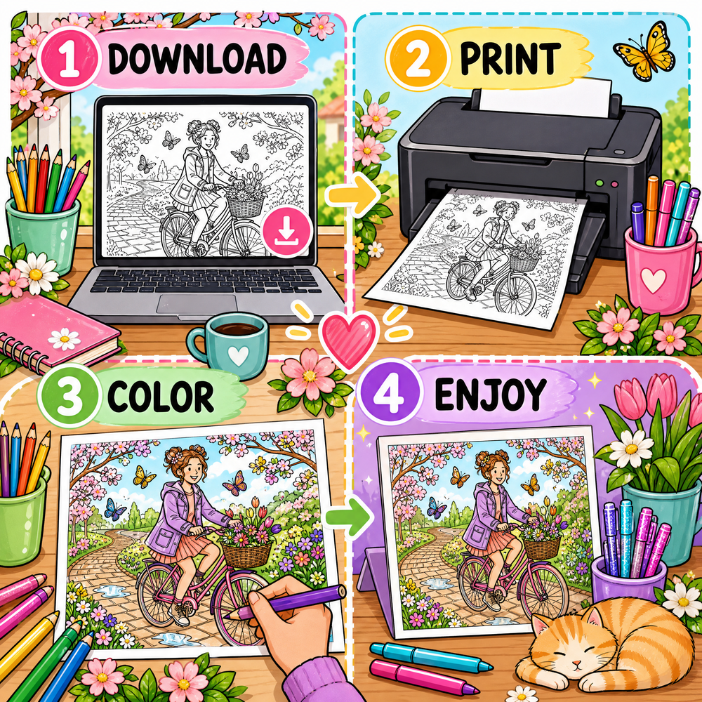 Dreamy Spring Coloring Book PDF